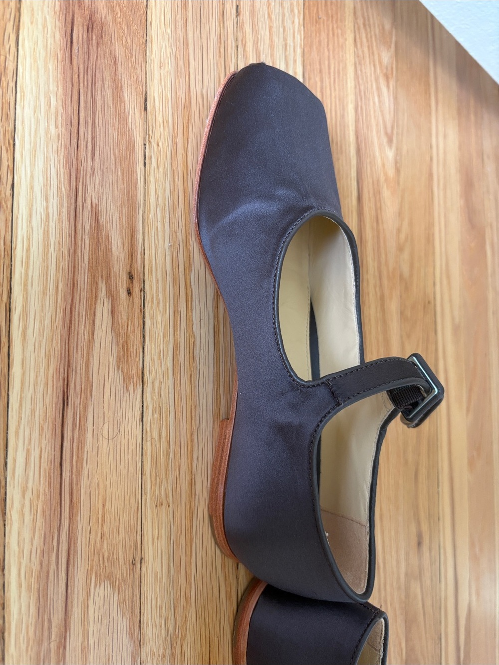 Sandy Liang Dark Brown Satin Mary Jane Flats - Picture 5 of 7